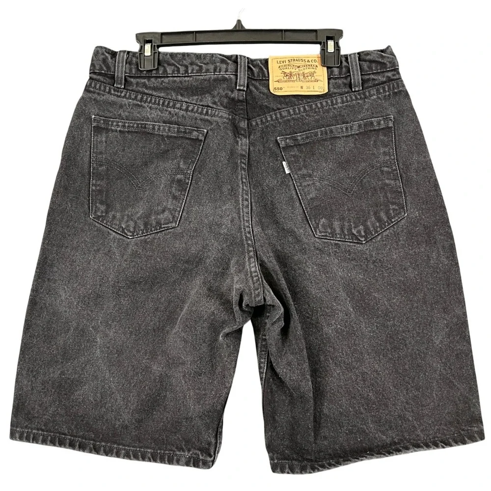 Vintage 90s Levis 550 Denim Jorts Mens 36 Relaxed Fit Faded Black Casual Shorts